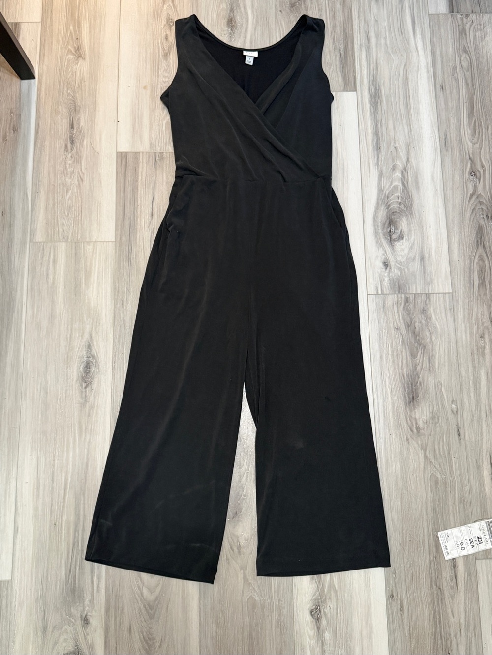 a new day Black Sleeveless Surplice Wide-Leg Jumpsuit